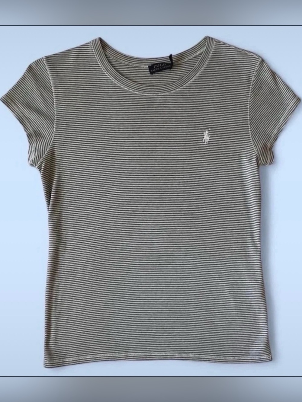 Vintage Polo Ralph Lauren Gray Striped T-Shirt Size L
